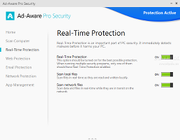 Showing the Ad-Aware Pro Security real-time protection module